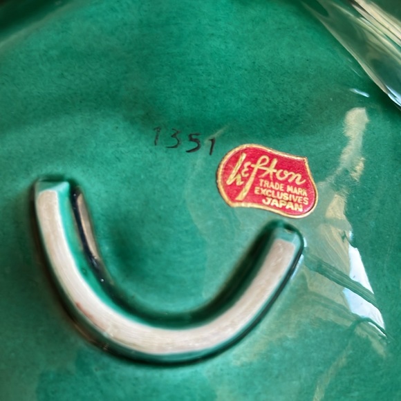 Vintage beautiful Lefton China #1351 Japan handled divided holly berry dish - Picture 5 of 8